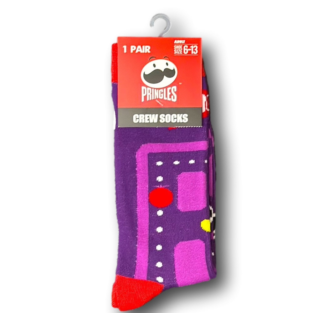 3/$20 Pringles Chips Pac-Man Theme Funny Novelty Crew Socks - NWT